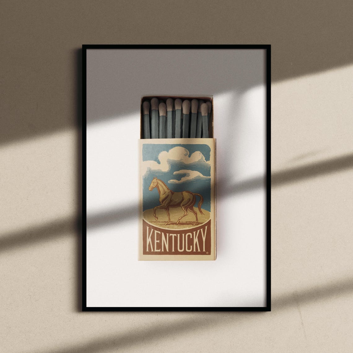 Kentucky Horse Vintage Matchbox Art Thoroughbred Equestrian Poster - Image 2