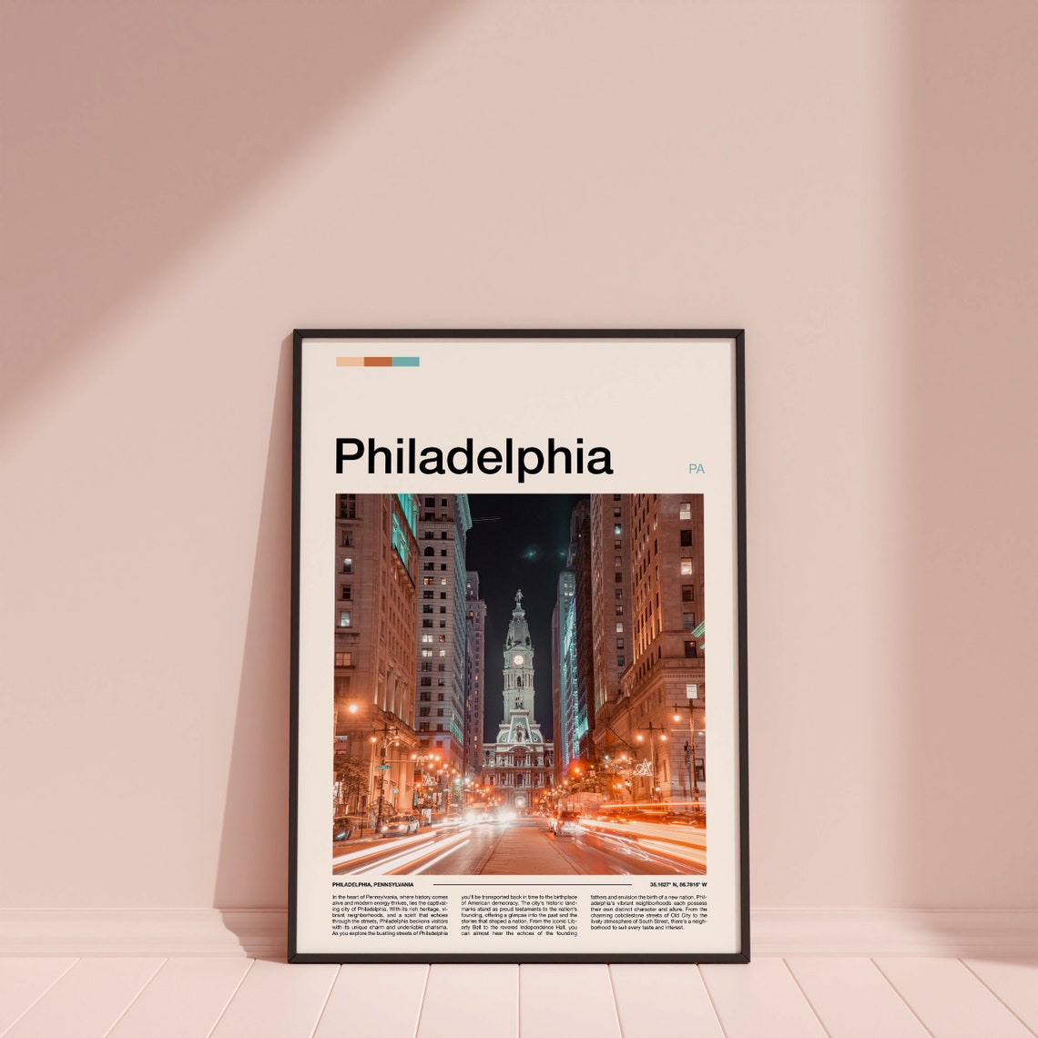 Philadelphia Pennsylvania City Hall Tower Night Street View Poster - Image 4