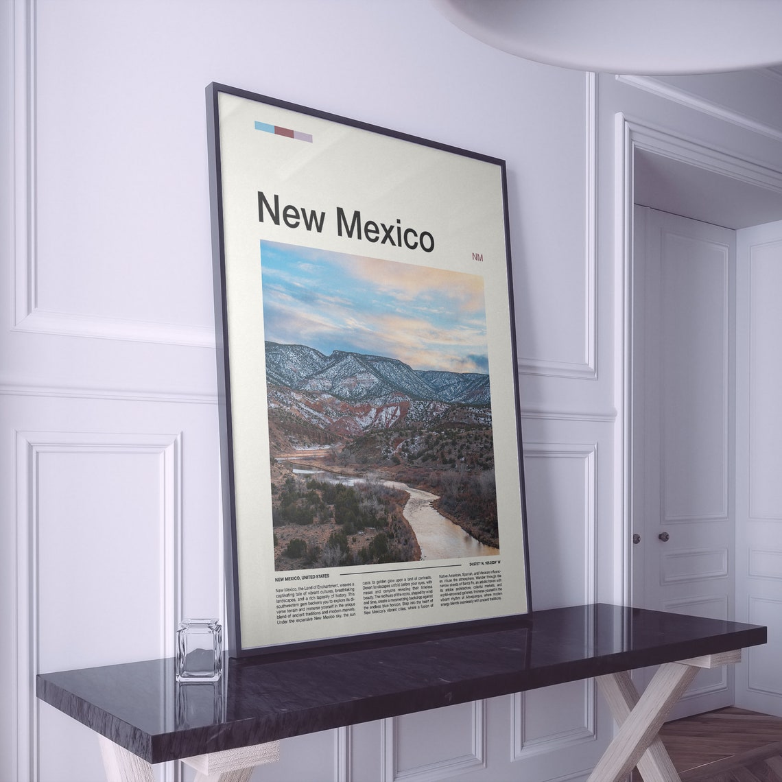 New Mexico Desert River Sunset Winter Mountain Landscape Poster - Image 2