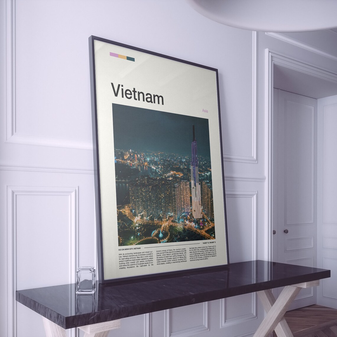 Ho Chi Minh City Night Skyline Vietnam Minimalist Travel Poster - Image 2