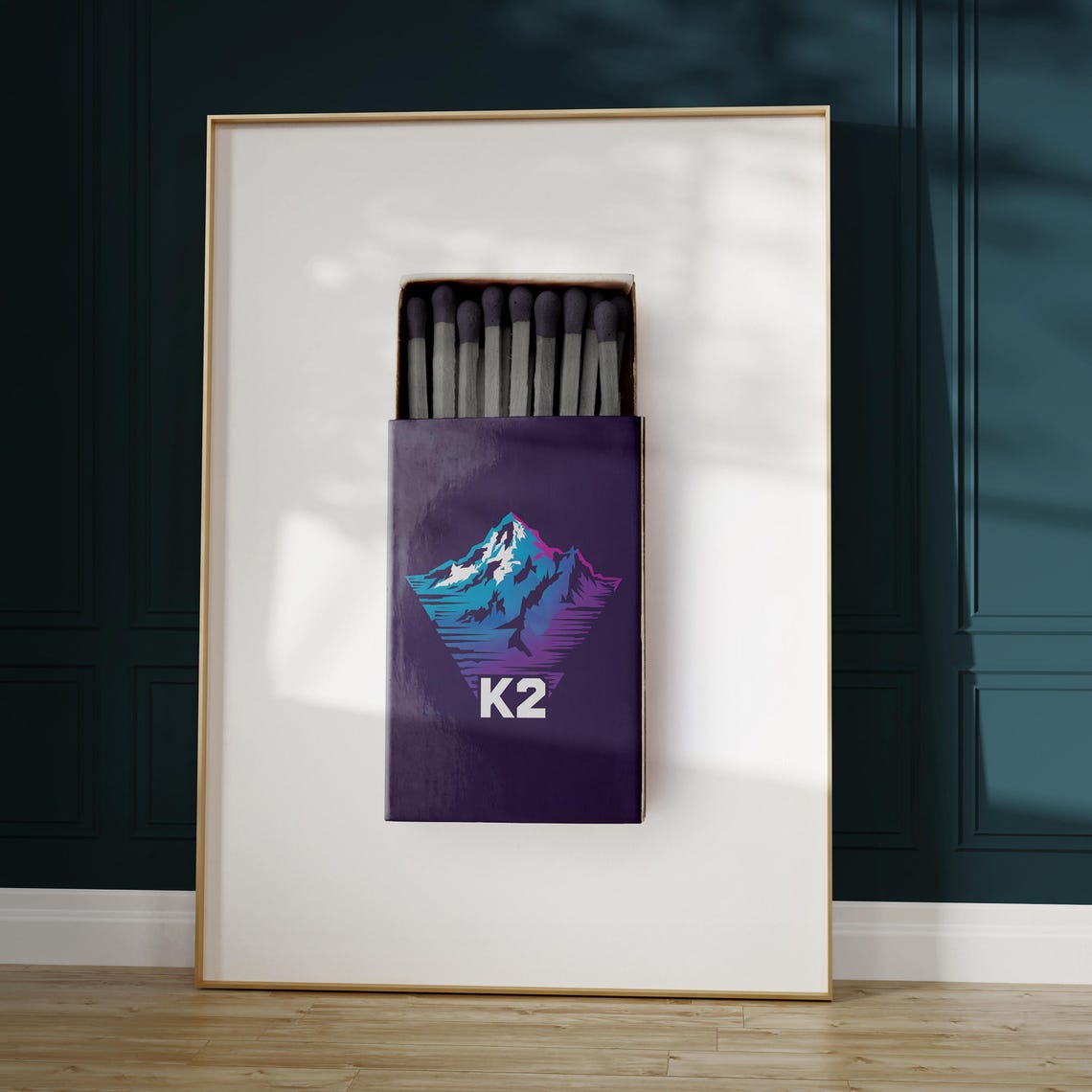 K2 Matchbox Purple Neon Mountain Climbing Vintage Art Poster - Image 5