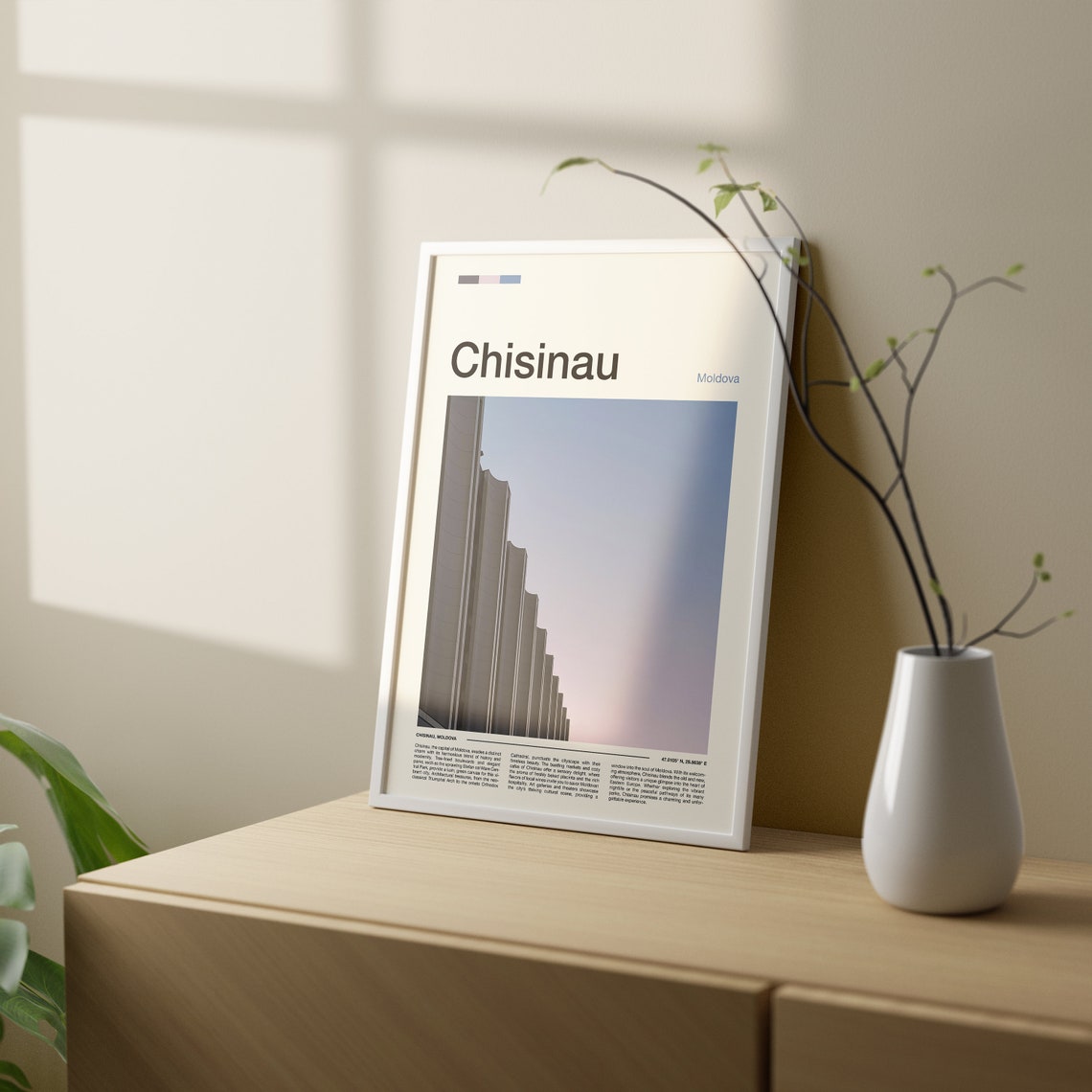 Chisinau Moldova Brutalist Stepped Concrete Architecture Travel Poster - Image 2