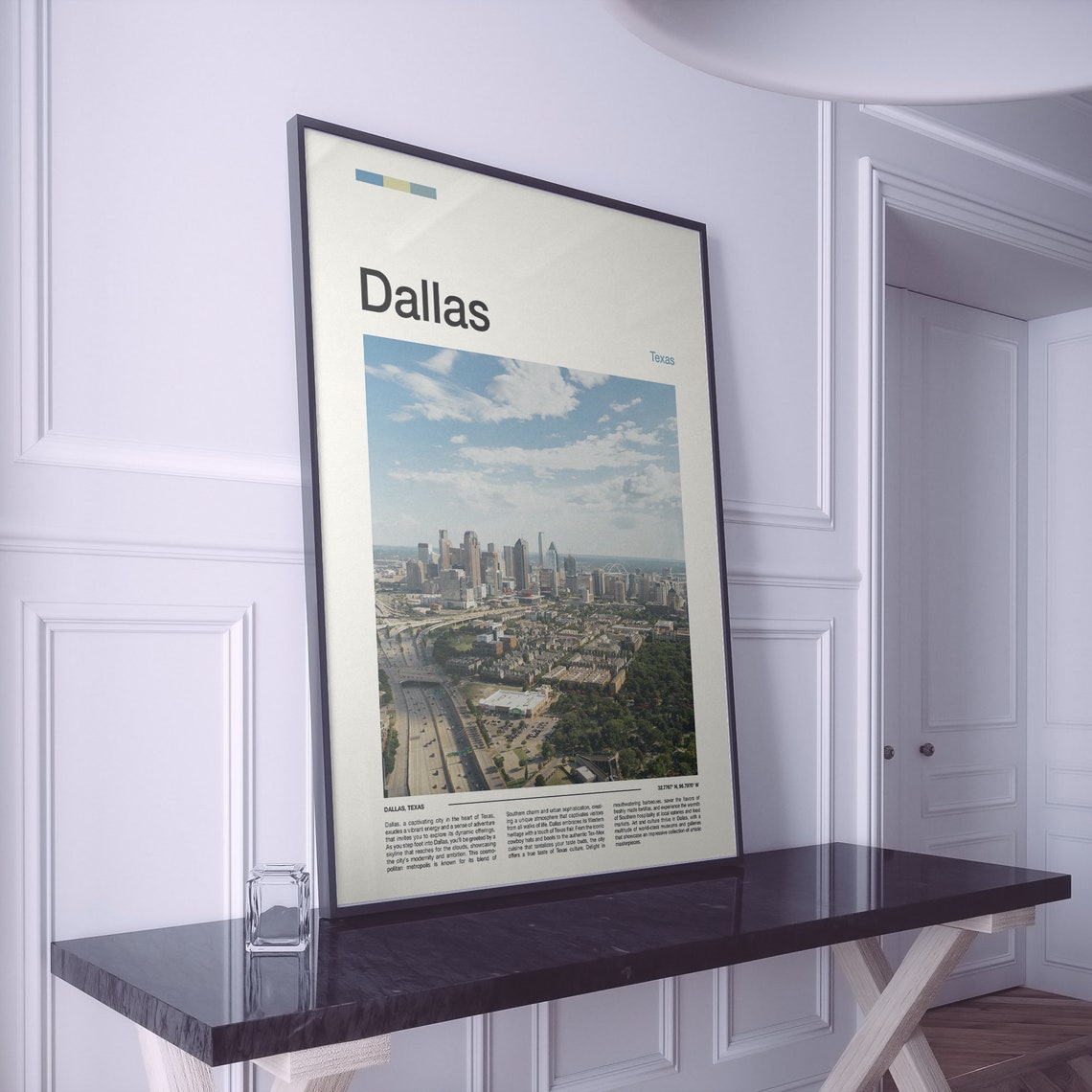 Dallas Texas Downtown Skyline Aerial Minimalist Photo Poster - Image 2