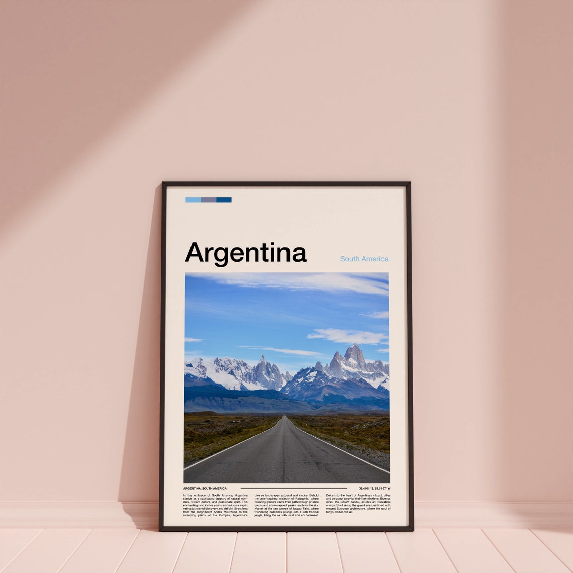 Argentina Patagonia Fitz Roy Peaks Desert Road Travel Poster - Image 3