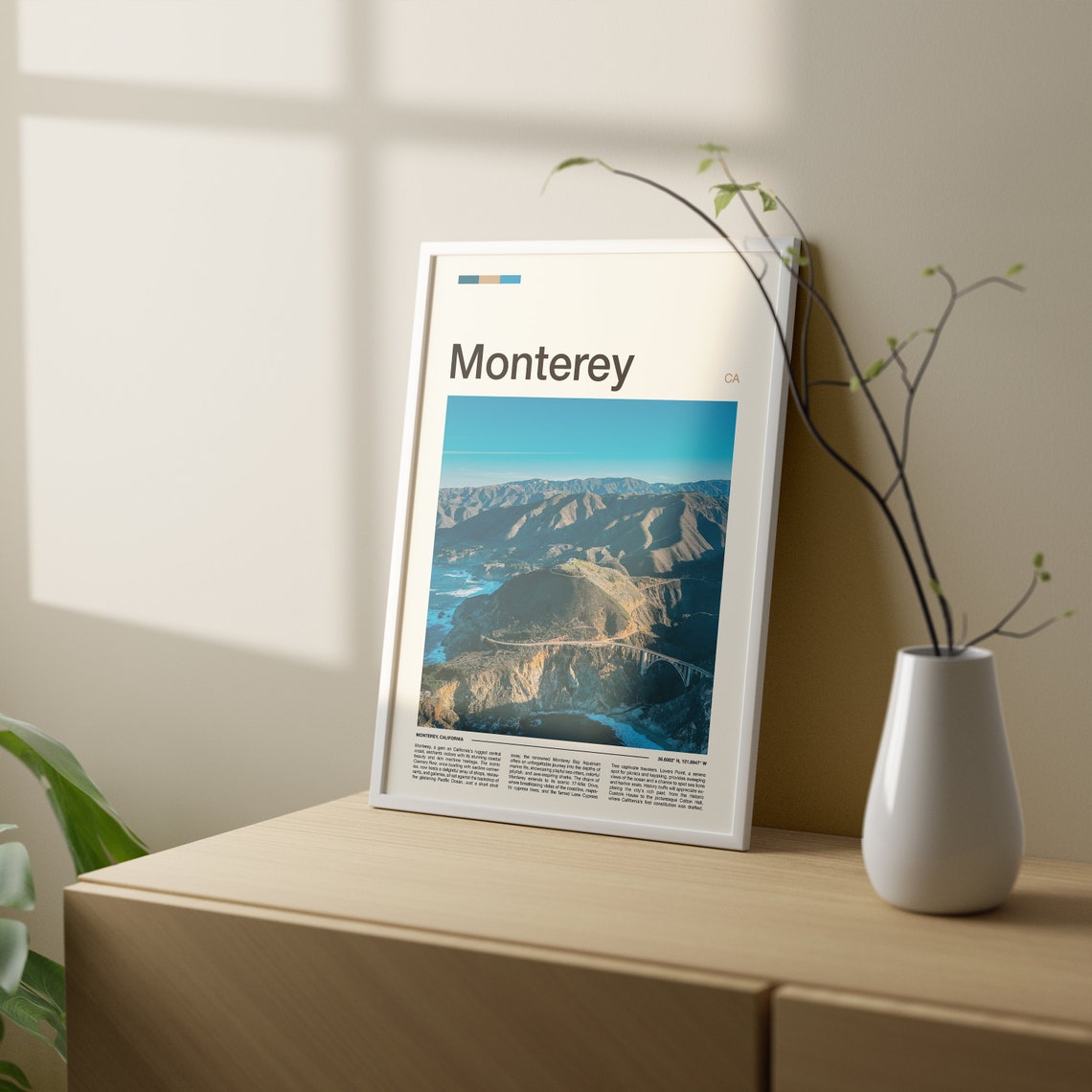 Monterey California Big Sur Bixby Bridge Coast Aerial Travel Poster - Image 2