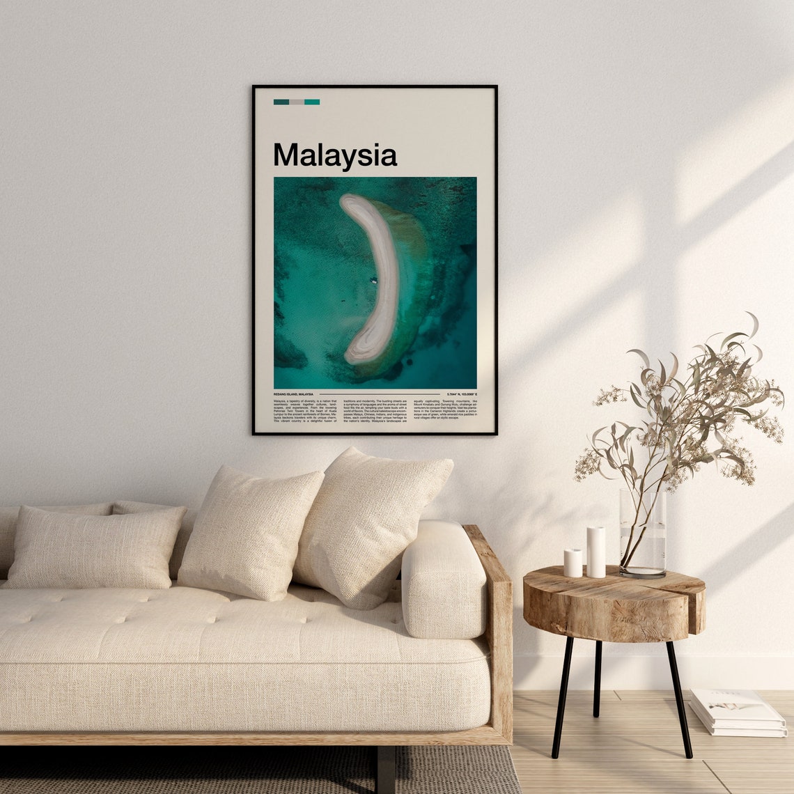Malaysia Redang Island Aerial Crescent Sandbar Turquoise Poster - Image 3