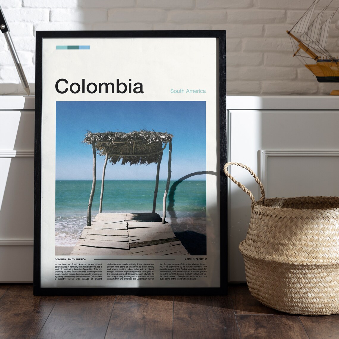 Colombia Beach Palapa Hut Wooden Pier Ocean Photography Poster - Image 5