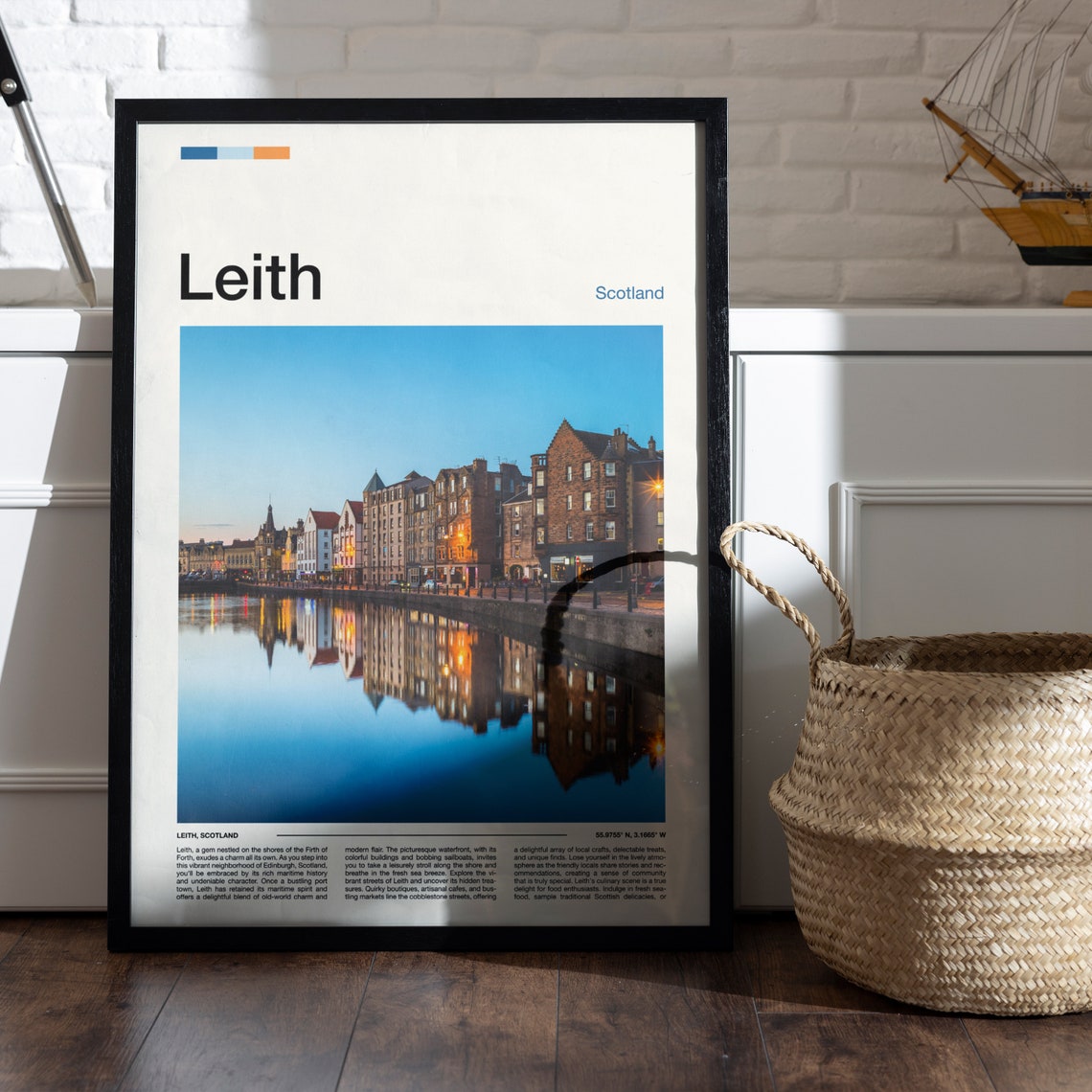Leith Scotland Waterfront Reflections Harbor Sunset Cityscape Poster - Image 4