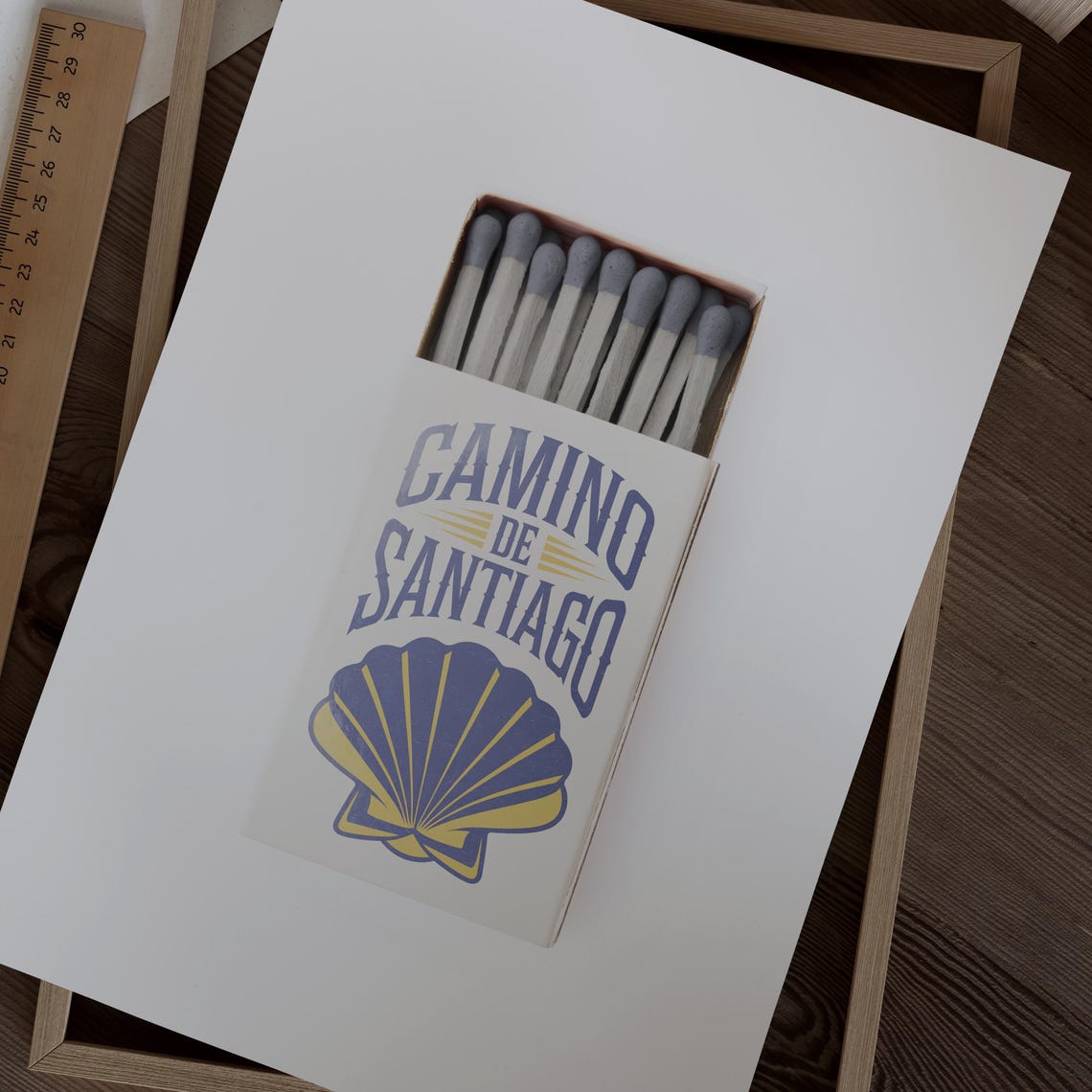 Camino De Santiago Vintage Matchbox Scallop Shell Pilgrim Art Poster - Image 2