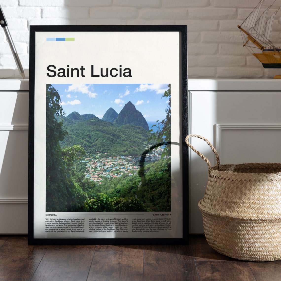 Saint Lucia Caribbean Pitons Mountains Lush Green Island View Poster - Image 5