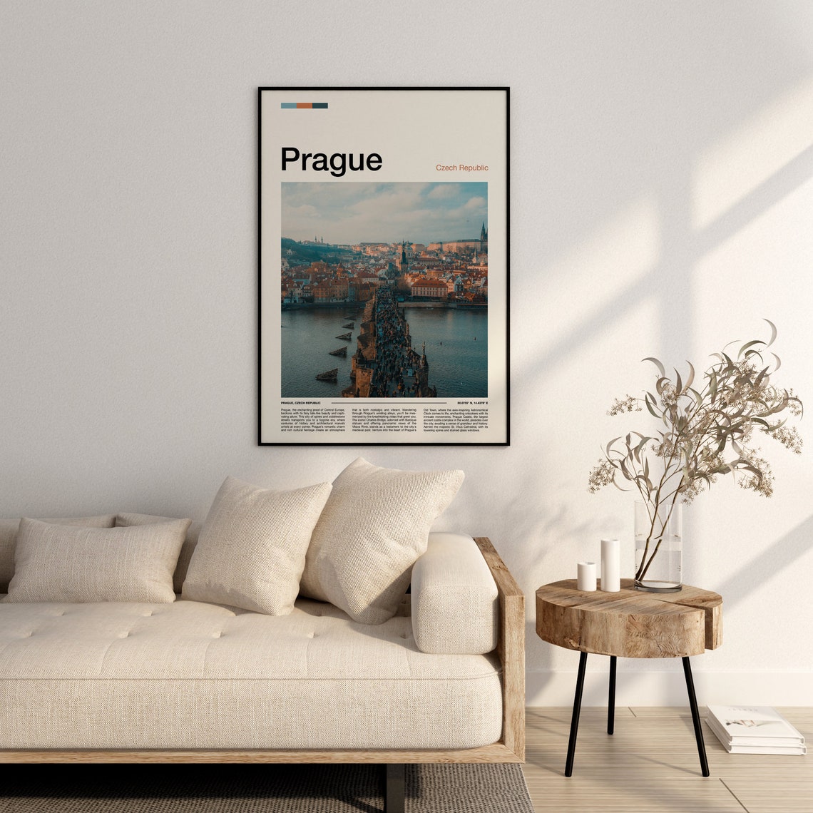 Prague Czech Republic Charles Bridge Crowded Old Town River Poster - Image 3