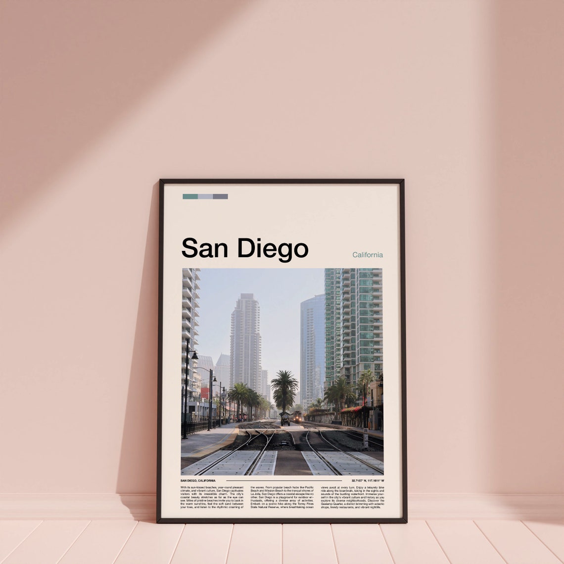 San Diego California Trolley Tracks Downtown Minimalist Photo Poster - Image 4