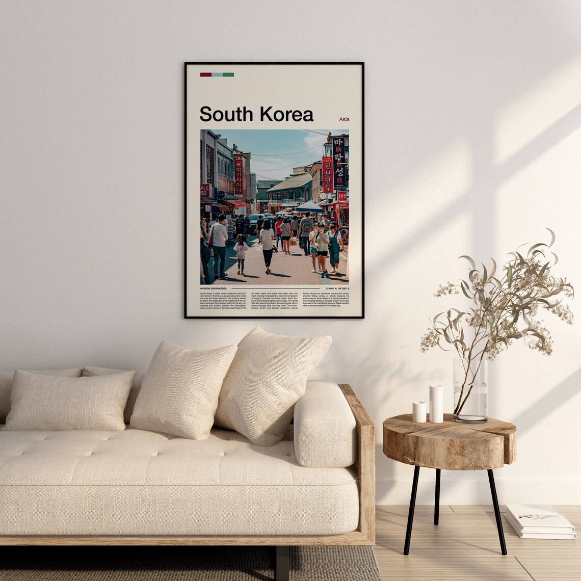 Incheon Chinatown Busy Street South Korea Minimalist Travel Poster - Image 3