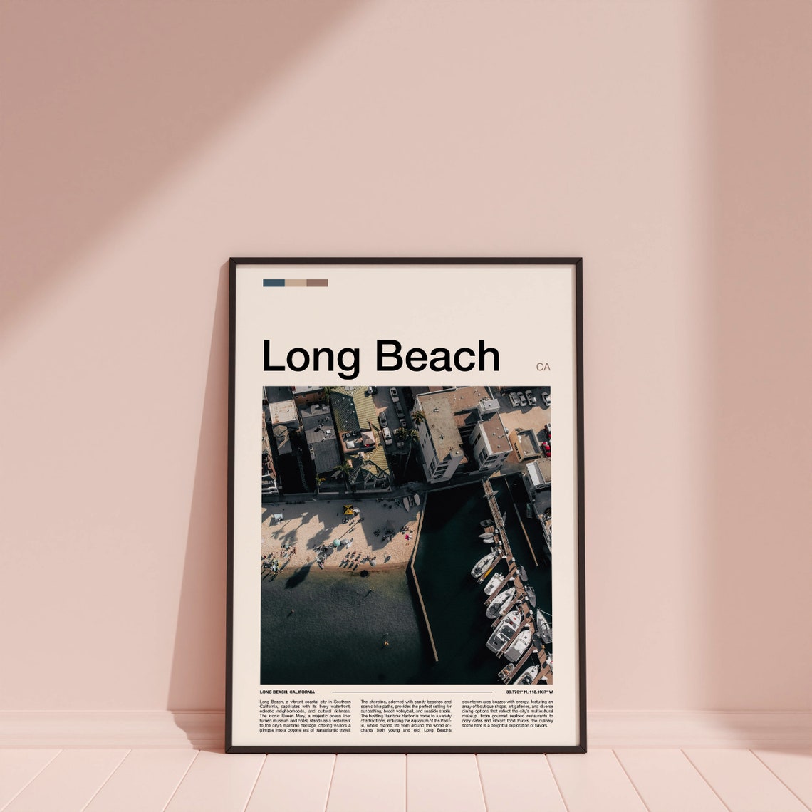 Long Beach California Aerial Beach Marina Harbor Travel Poster - Image 4