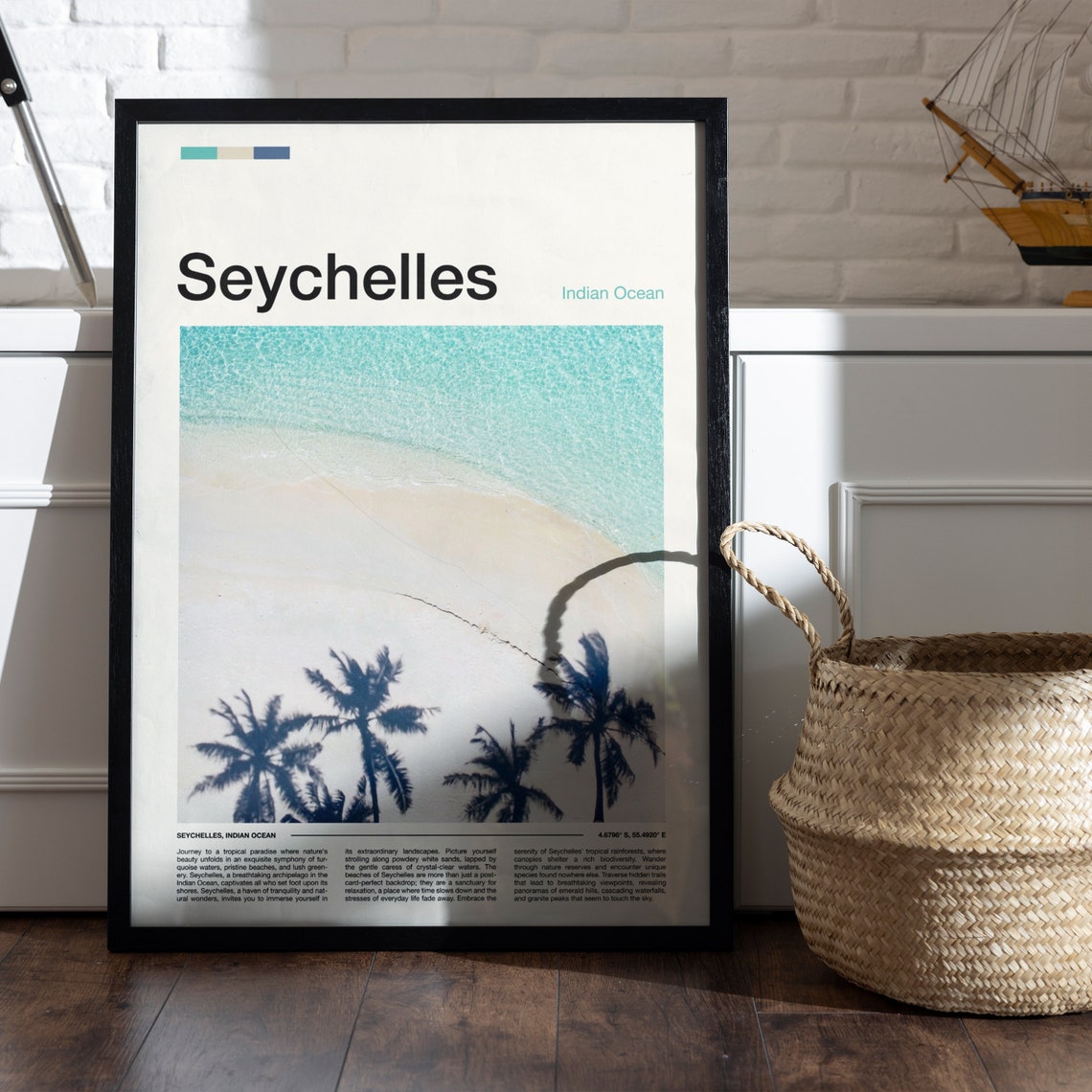 Seychelles Indian Ocean Aerial Drone Photo White Sand Beach Poster - Image 5