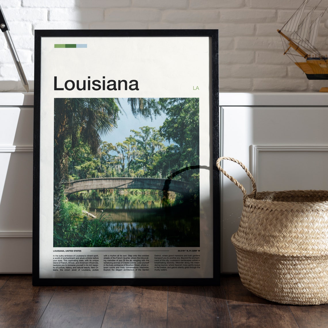 Louisiana Bayou Spanish Moss Bridge Swamp Southern USA Poster - Image 5
