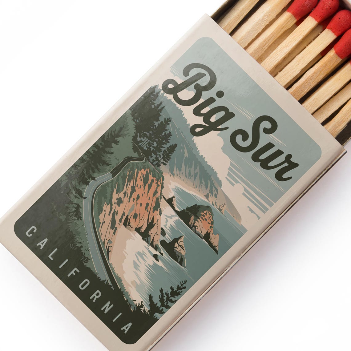 Big Sur California Vintage Matchbox Style Coastal Cliff Scene Poster - Image 5