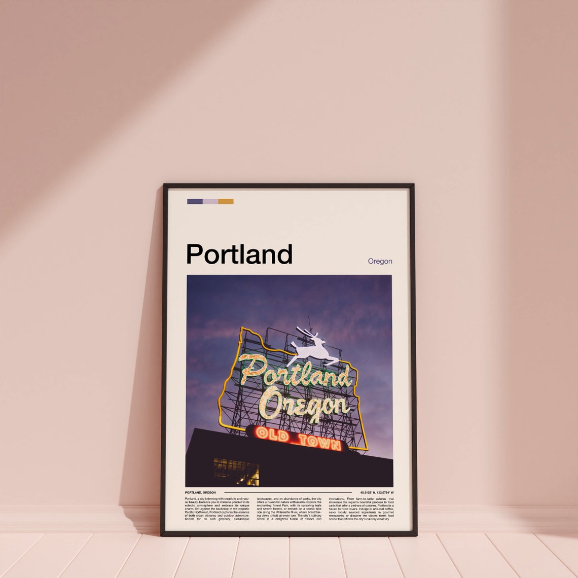 Portland Oregon Old Town Stag Neon Sign Twilight Photo Poster - Image 4