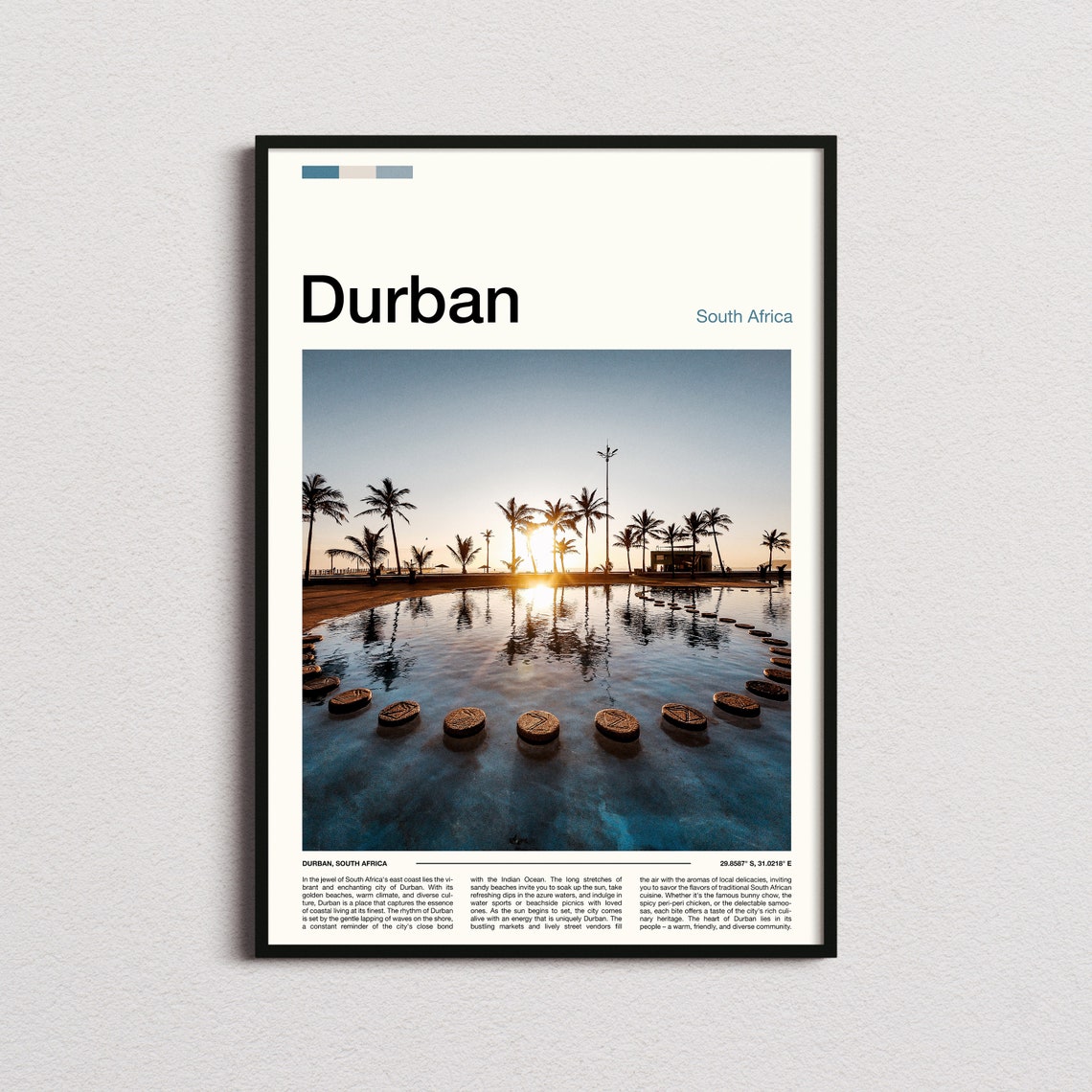 Durban South Africa Sunset Beach Reflection Minimalist Photo Poster