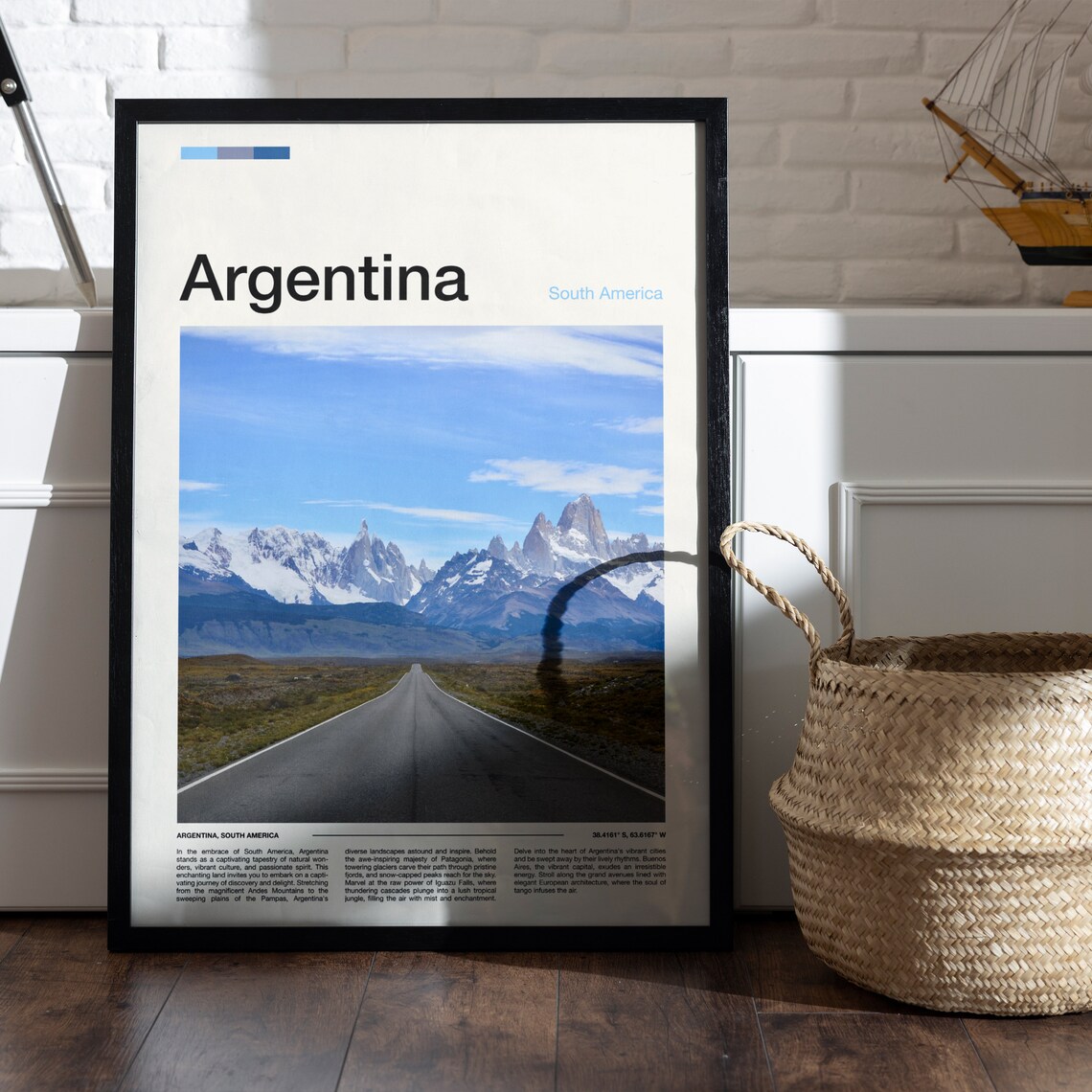 Argentina Patagonia Fitz Roy Peaks Desert Road Travel Poster - Image 4