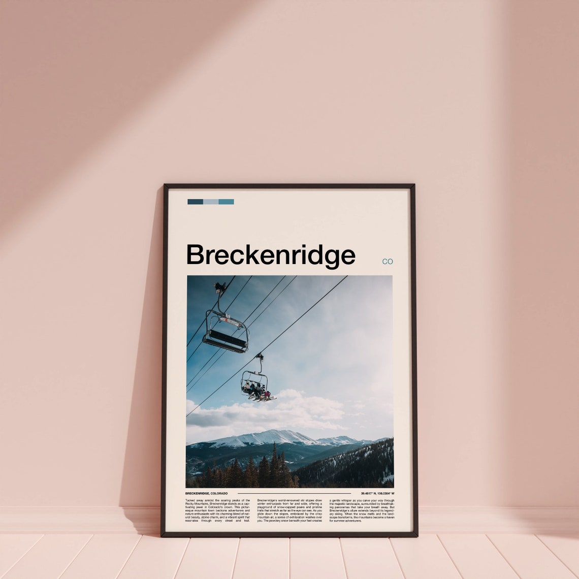 Breckenridge Colorado Chairlift Ski Resort Winter Scene Poster - Image 4