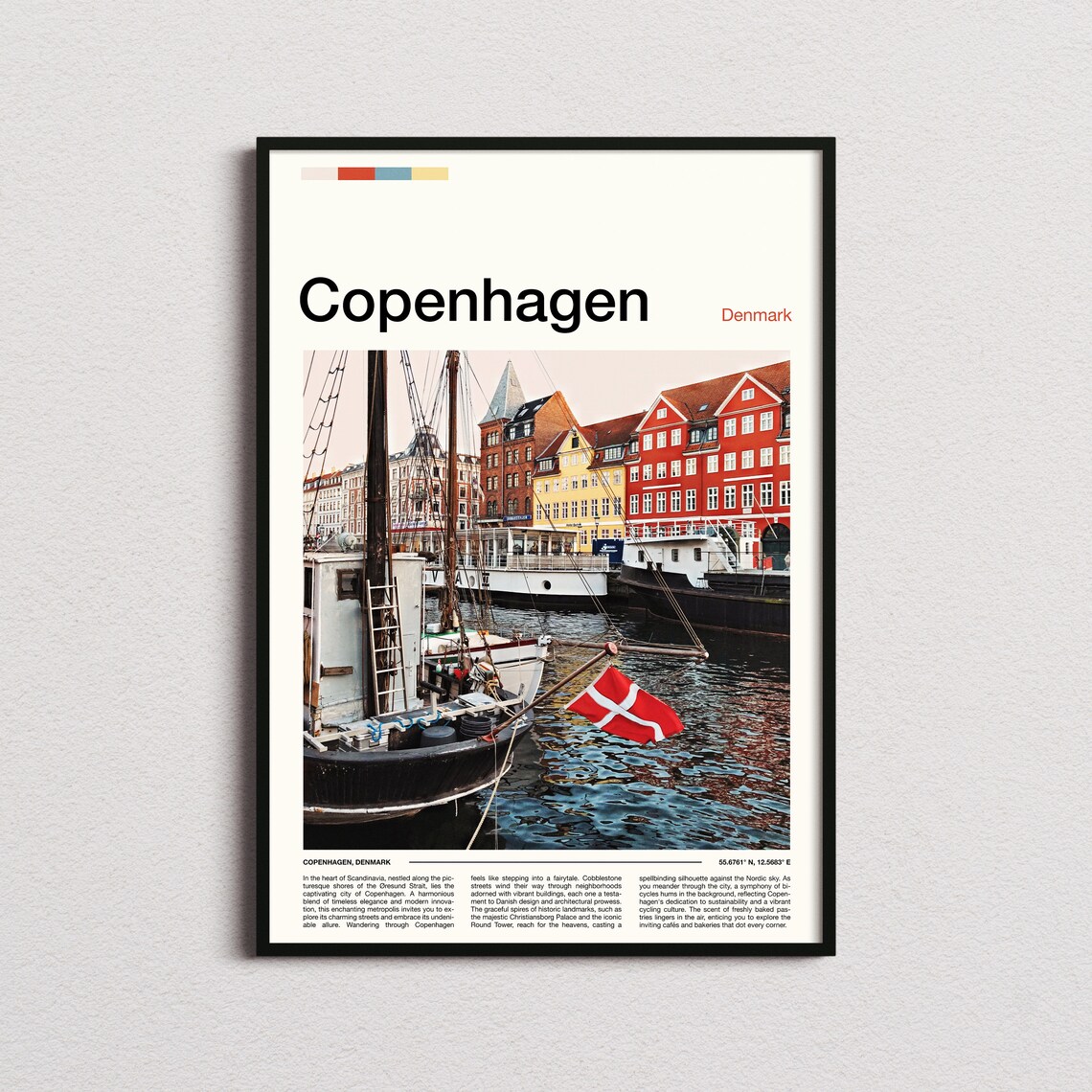 Copenhagen Denmark Nyhavn Harbor Colorful Waterfront Boats Poster