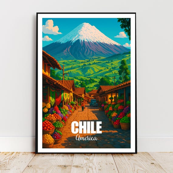 Travel Wall Poster Chile America Mountains Modern Art Gift Print