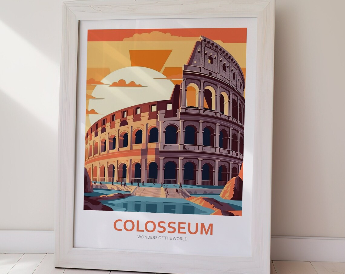 Colosseum Rome Italy Sunset Travel Wonders of the World Poster - Image 3