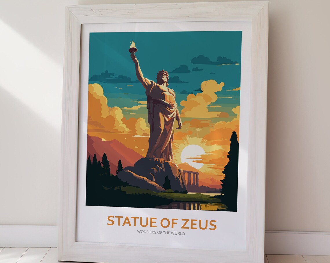 Olympia Zeus Statue Ancient World Wonder Sunset Travel Poster - Image 3