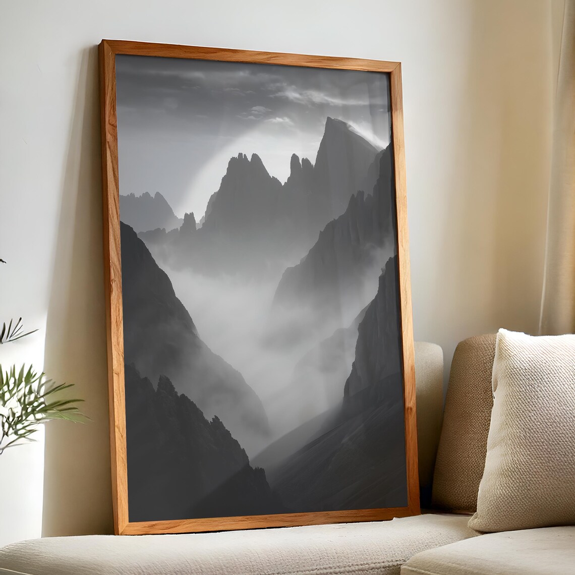 Dolomites Black And White Print, Minimalist Mountain Landscape