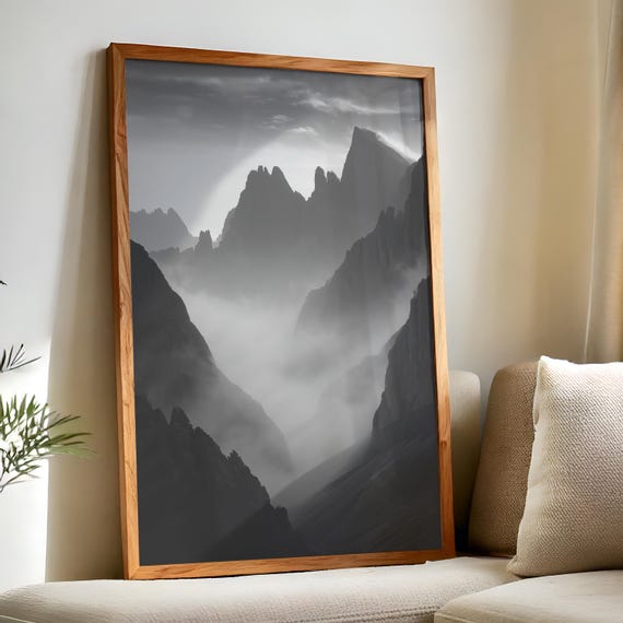 Dolomites Black And White Print, Minimalist Mountain Landscape