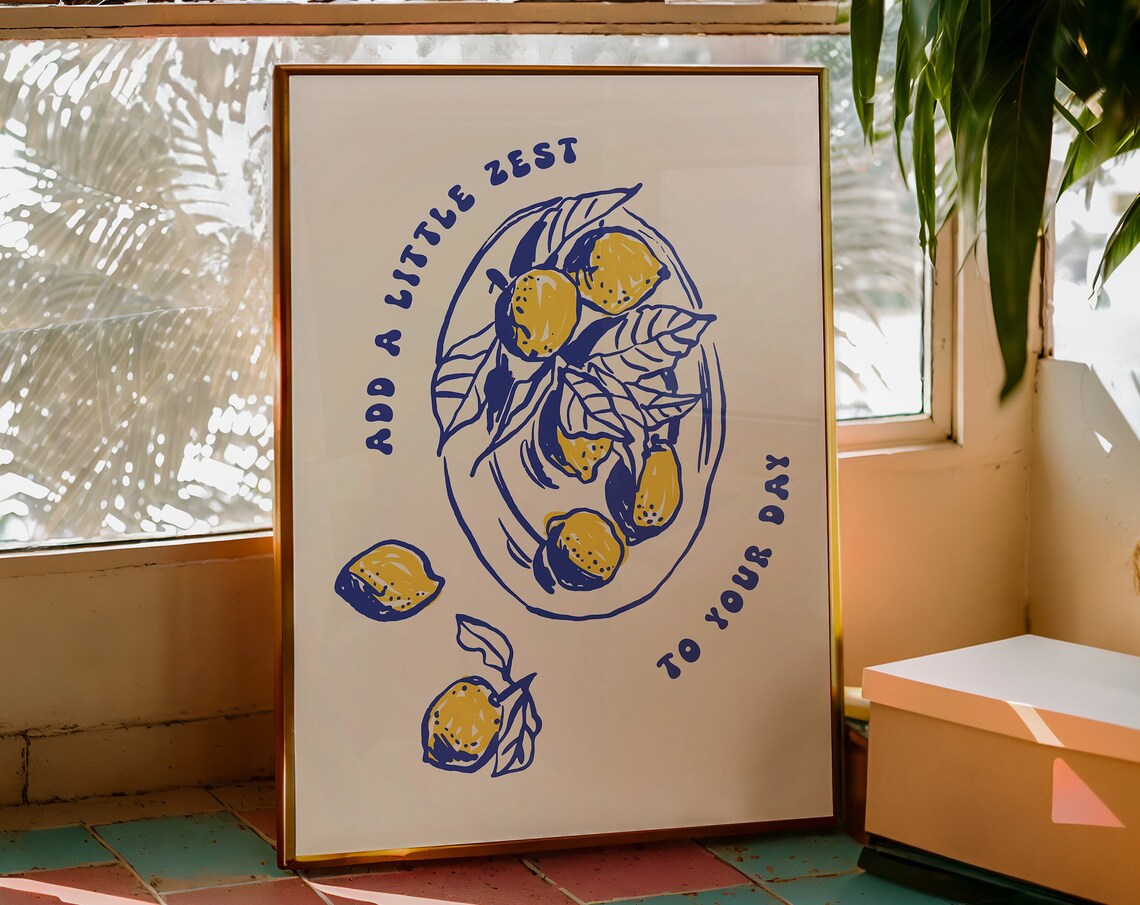 Lemon Kitchen Fruit Print, Kitchen Wall Decor