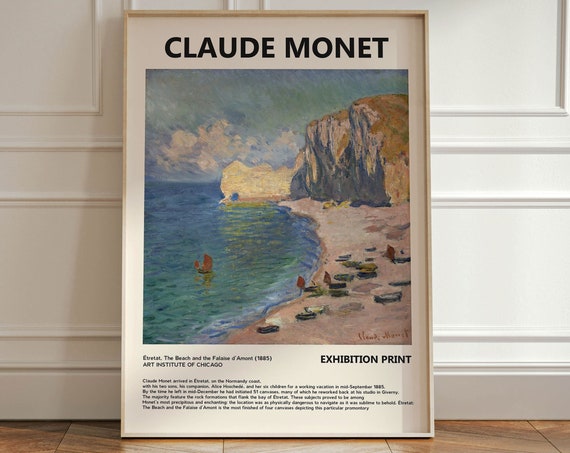 Claude Monet Exhibition, Vintage Minimalist Art Print