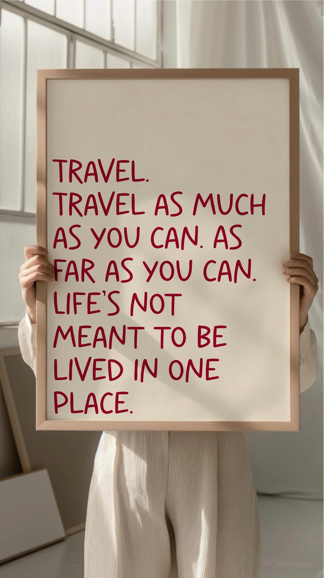 Travel As Much As You Can Red Handwritten Typography Quote Poster