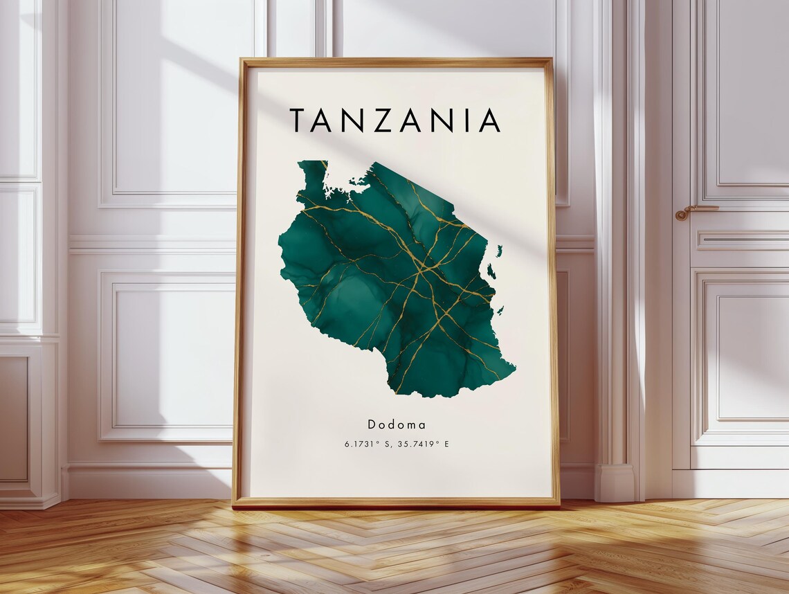 Tanzania Map Poster, Africa Geography Art Print