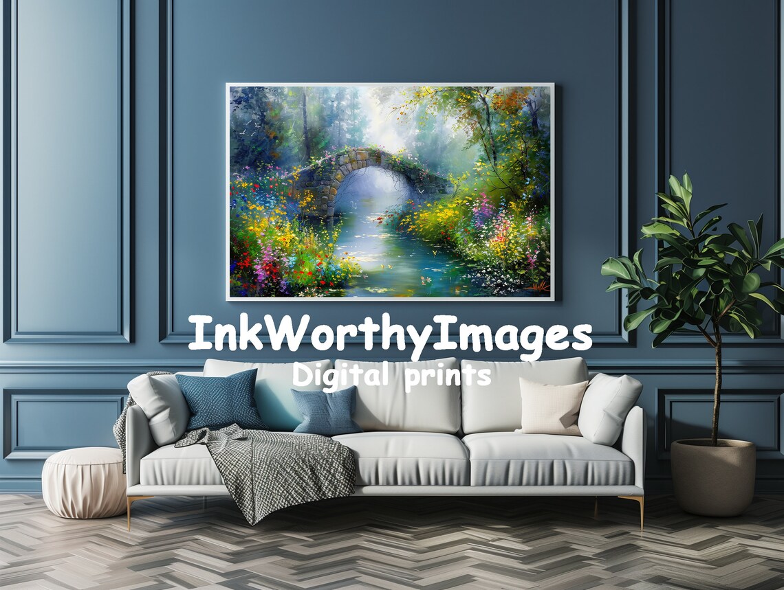Enchanted Garden Bridge, Mystical Nature Landscape - Image 4