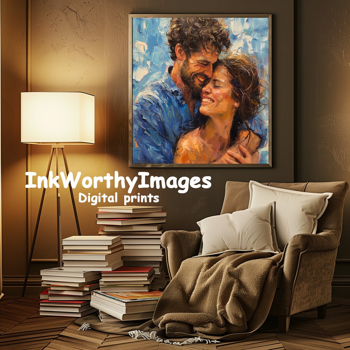 Romantic Couple Art, Love And Happiness Portrait - Image 5