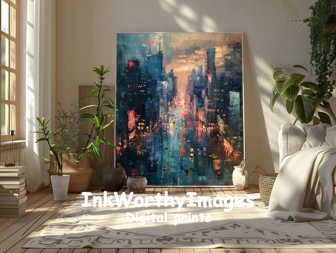 Cityscape At Dusk, Modern Urban Night Scene - Image 3