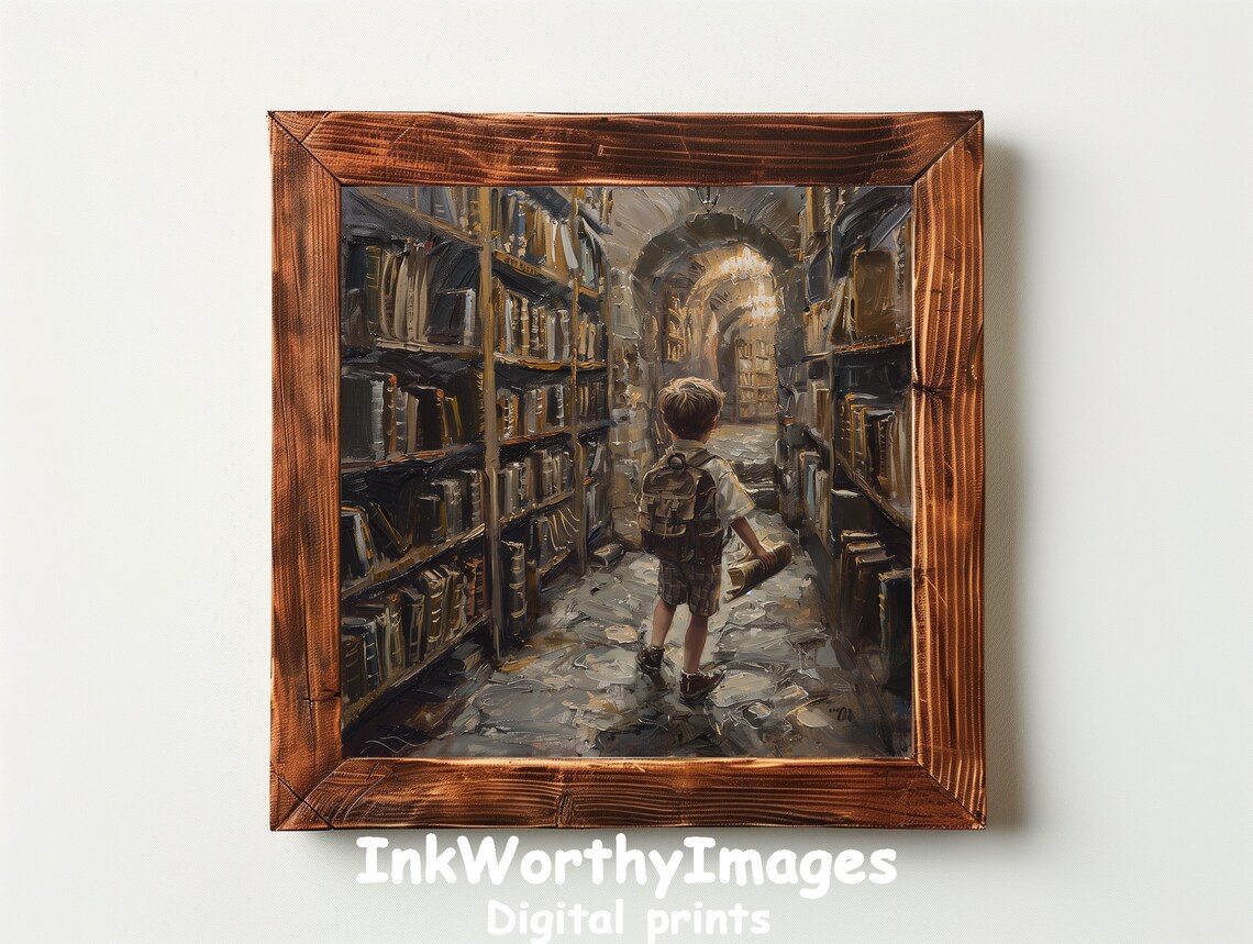 Library Adventure, Magical Bookshelves Art Print - Image 4