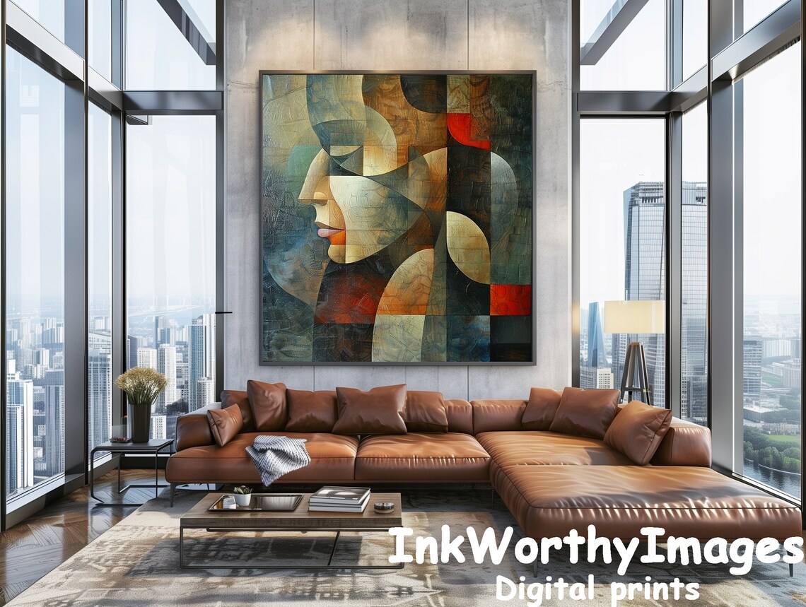 Cubist Portrait, Geometric Face Art Print - Image 4