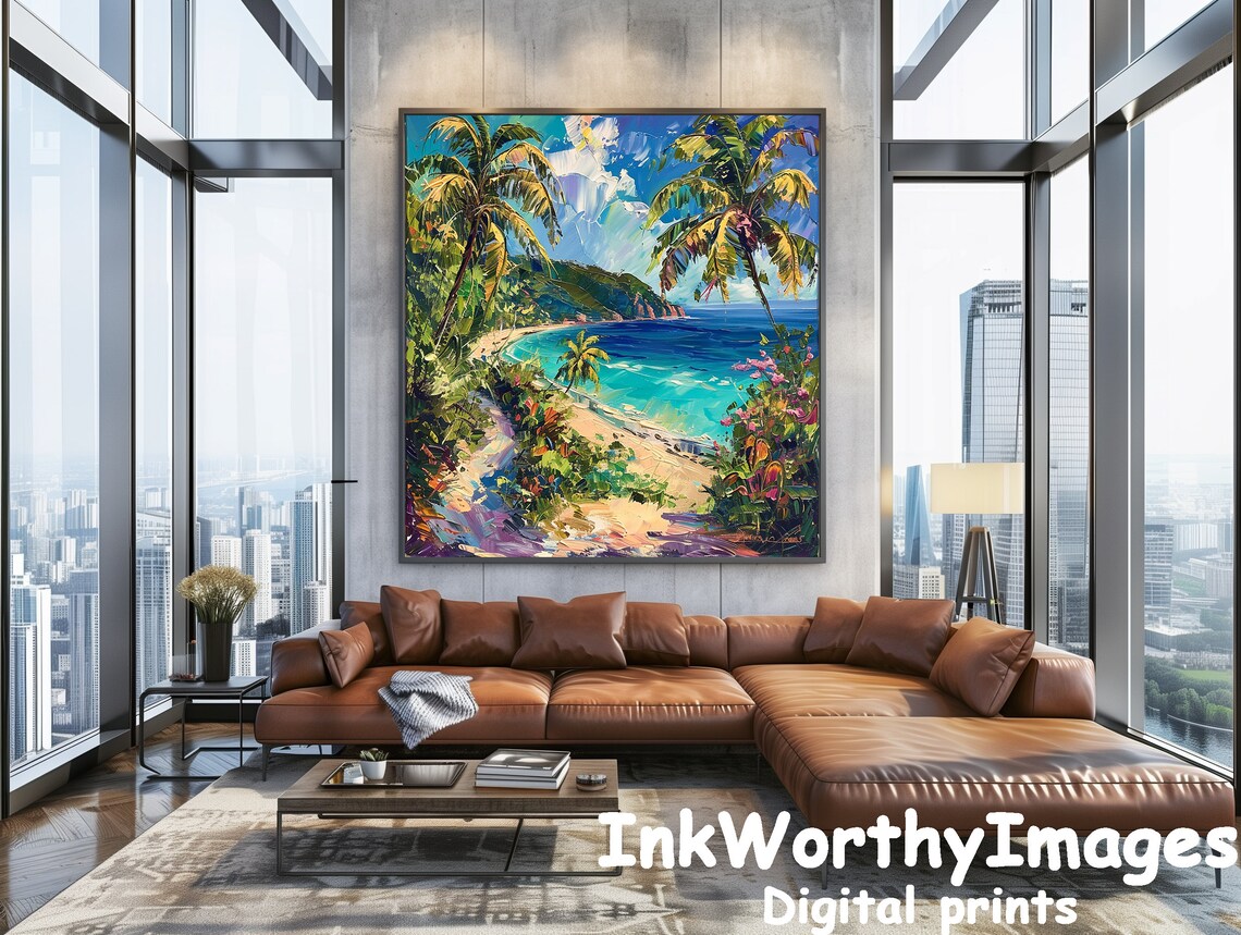 Tropical Beach Paradise Art Print, Coastal Landscape - Image 5
