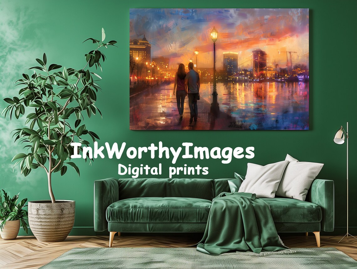 Evening Stroll By The City Lights, Urban Romance - Image 2