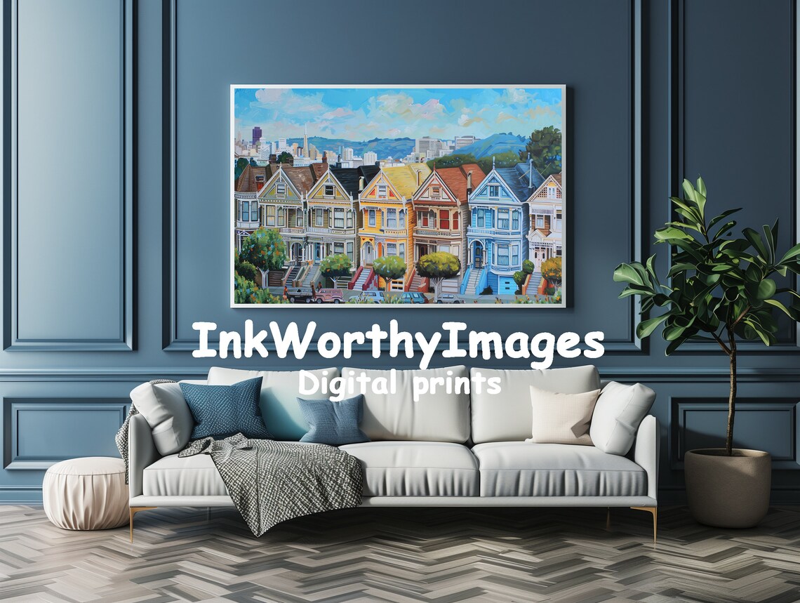 Victorian Houses San Francisco, Cityscape Art Print - Image 4
