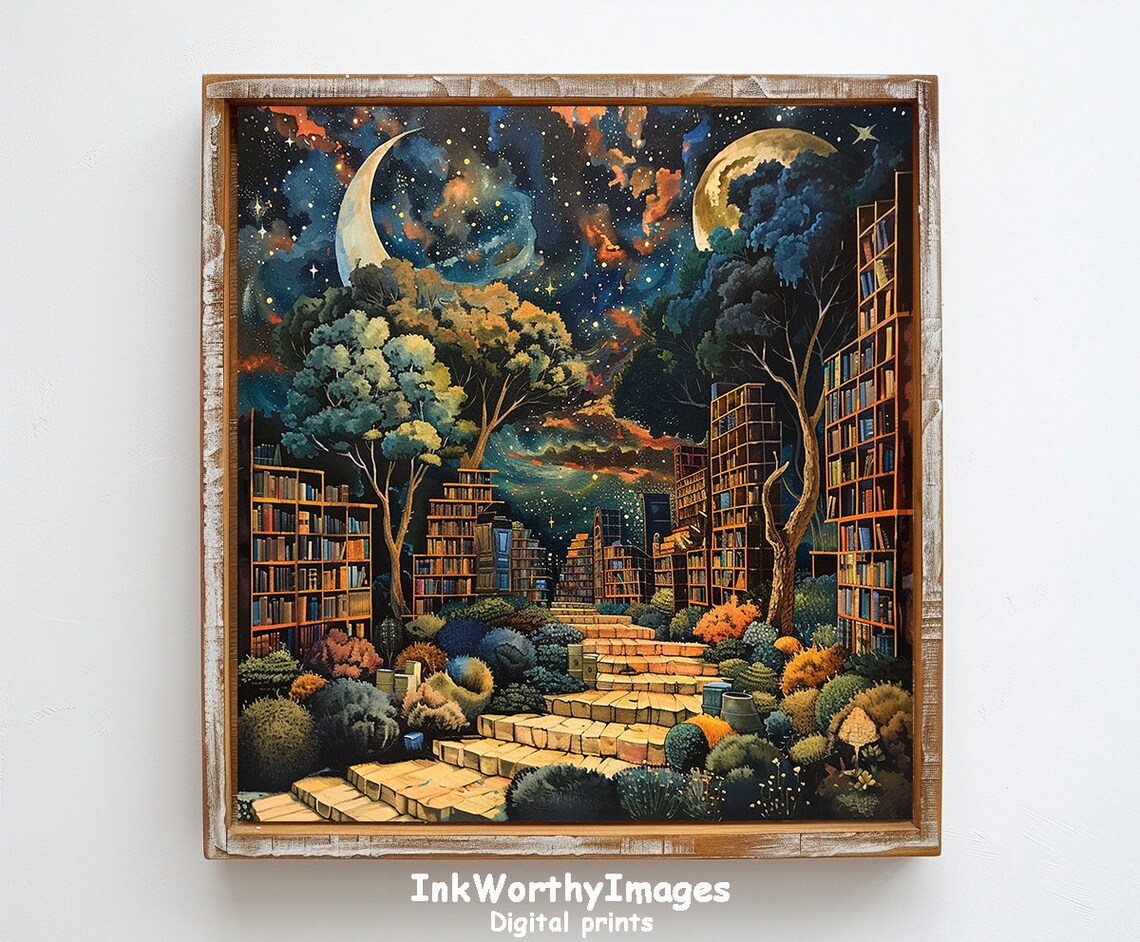 Magical Library Under The Stars, Fantasy Night Scene - Image 6