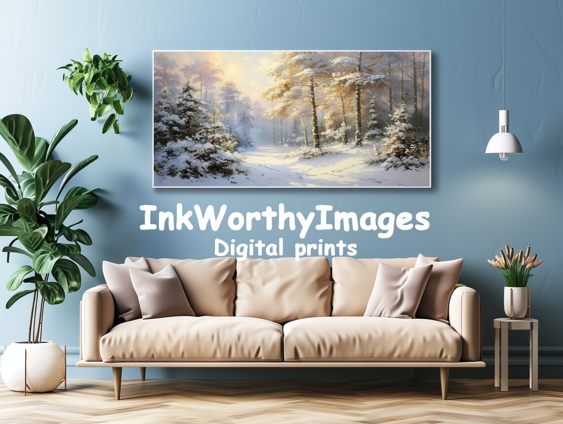 Winter Forest Glow, Serene Snowy Landscape Art Print - Image 4