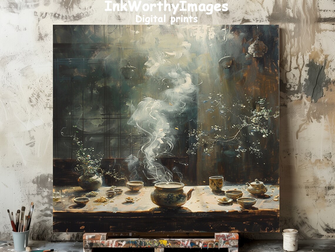 Mystical Tea Ceremony, Enchanted Still Life Art