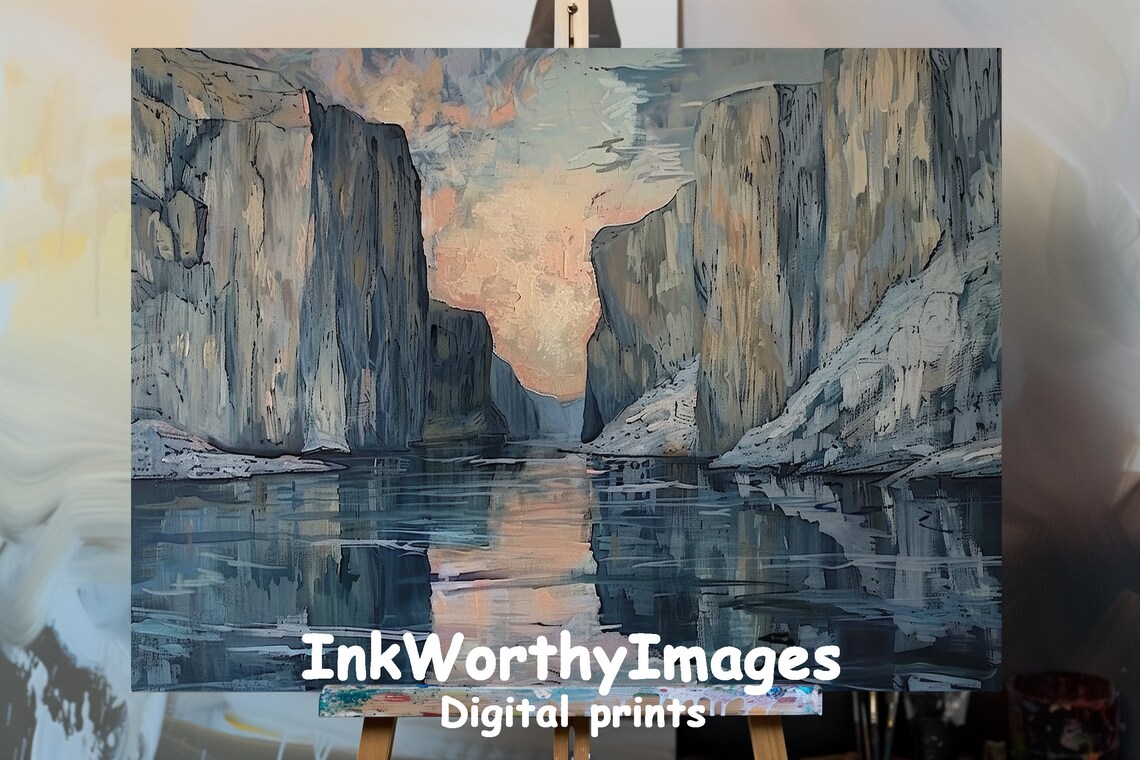 Coastal Fjords Abstract Landscape, Tranquil Decor