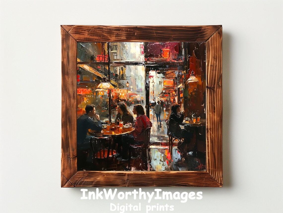 Cozy Urban Parisian Cafe, Warm Evening Street Scene - Image 4