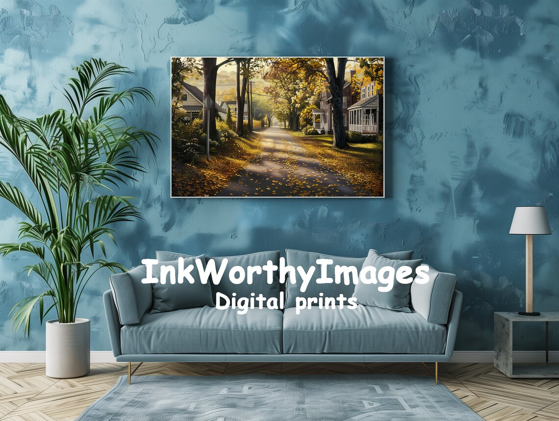 Autumn Suburban Street, Cozy Residential Scene - Image 2