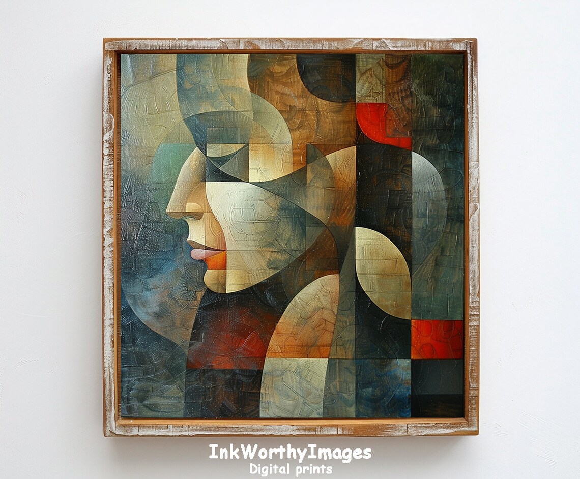 Cubist Portrait, Geometric Face Art Print - Image 6